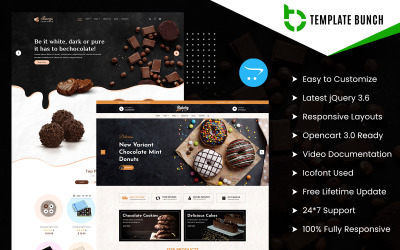 BargeBaker - E-Ticaret Web Sitesi Şablonu için Çikolata ve Fırın Duyarlı OpenCart Teması