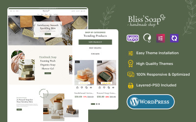 BlissSoap - stworzony motyw WooCommerce dla ręcznie robionego mydła, świecy sojowej, twórców artystycznych