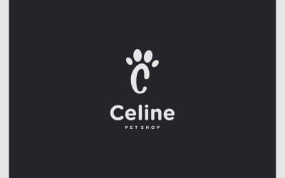 Bokstaven C Pet Footprint Paw Animal Logo