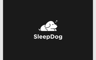 Chien endormi Chiot paresseux Relax Logo
