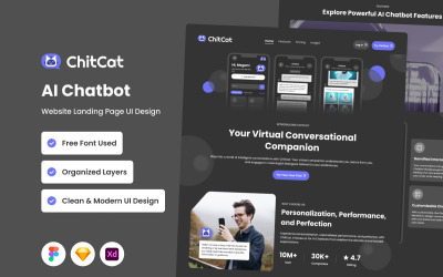 ChitCat — целевая страница веб-сайта чат-бота с искусственным интеллектом