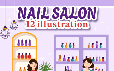 12 Ilustración de salón de esmalte de uñas