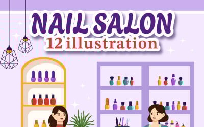 12 Ilustración de salón de esmalte de uñas