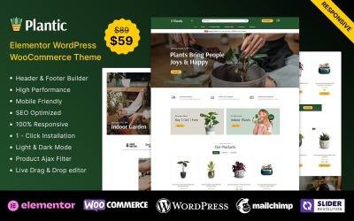 Plantic - Tema WooCommerce Elementor per piante e agricoltura