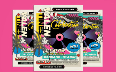 Valentijnsdag partij viering flyer sjabloon