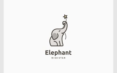 Cute Mascot Elephant Reach Star Logo