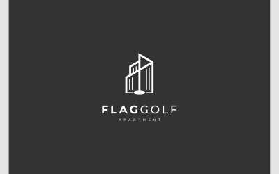 Flagga Golf Building Lägenhet Logotyp