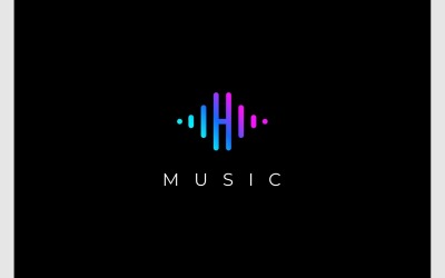 H betű Hang Zene Audio Logo