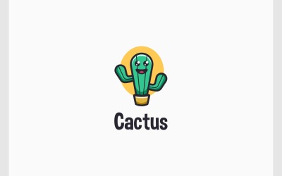 Logotipo de dibujos animados de mascota de cactus cactus