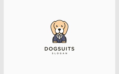 Sevimli Köpek Takım Elbise Maskot Karikatür Logosu