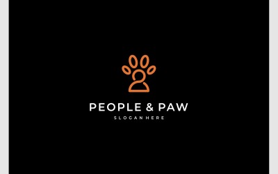 Haustier-Pfoten-Fußabdruck-Menschen-Logo
