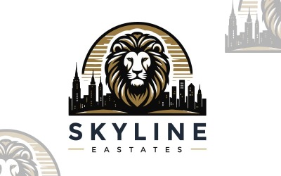 Logo puissant en forme de visage de lion pour les agents immobiliers - Modèle de logo immobilier