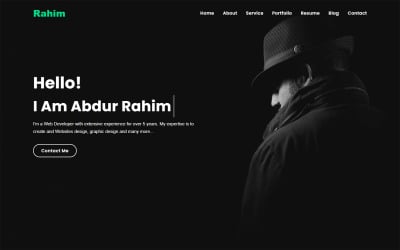 Modelo de página de destino HTML5 do portfólio pessoal Rahim