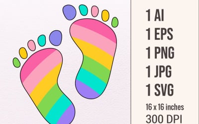 Baby Footprints SVG,Rainbow Baby Footprint,Baby Footprint,Baby Footprint Ladda ner SVG