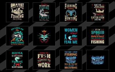 Creative Fishing Day T-Shirt Design Bundle