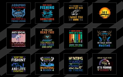 Риболовля Цитата T-Shirt Vector Design Bundle