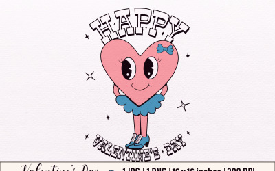 Y2k, Retro Happy Valentinstag, Pink Heart Valentine Sublimation