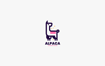 Alpaca Line Art Logo Template