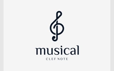 Clef Note Diskant Musiklogotyp
