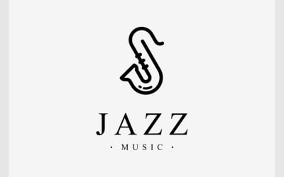 Logo muzyki jazzowej na saksofonie z literą J