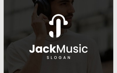 Логотип музыки в наушниках с буквой J