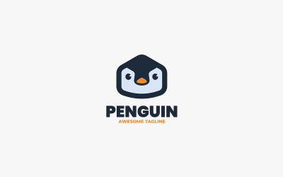 Modello di logo della linea artistica del pinguino