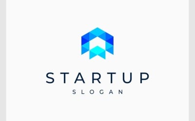 Startup Mosaic Pixel Triangle Colorful Logo