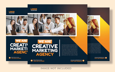 Creatieve oranje en blauwe digitale marketing Trendy sociale mediapost
