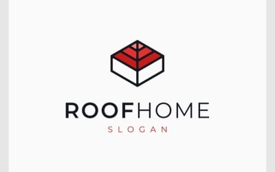 Logo isométrique 3D du toit de la maison
