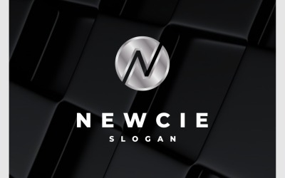 Logo metallico argento cerchio lettera N