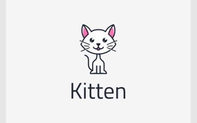 Simpatico logo del fumetto della mascotte del gattino del gatto
