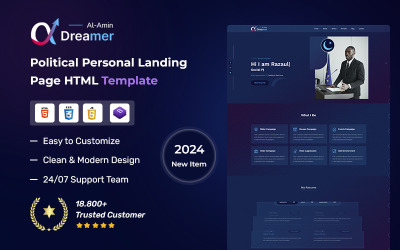 Dreamer - HTML5-mall för politisk personlig portfölj