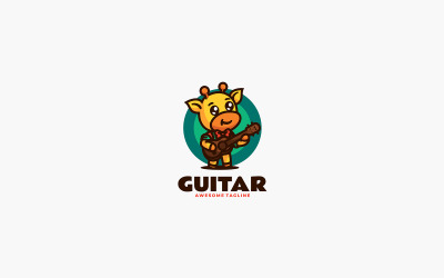 Guitar Giraffe Mascot Cartoon Logo