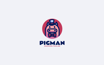Logotipo de dibujos animados de la mascota del hombre cerdo 1