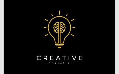 Bombilla De Luz Cerebro Idea Creativa Logo