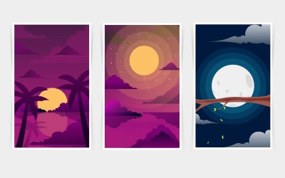 Diseño de ilustración de fondo de paisaje de naturaleza vectorial 3