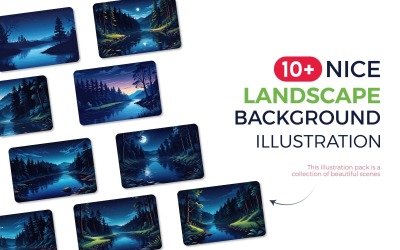 Hochwertige Hintergrundkunst-Illustrationspakete für Nachtlandschaften