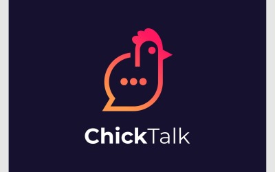 Rooster Chicken Bubble Chat Logotyp