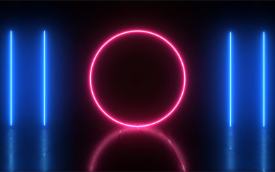 Figura geométrica em fundo claro com efeito neon