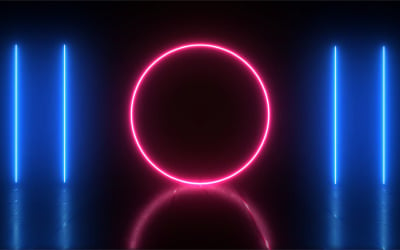 Geometric figure in neon effect light background