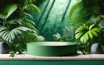 Orman arka planında Premium Yeşil podyum