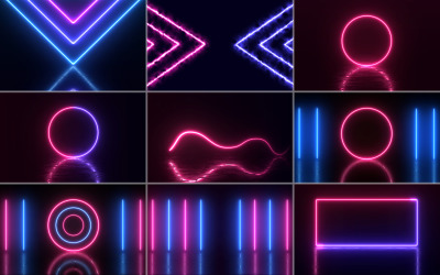 Premium Abstract Neon effect light Background set