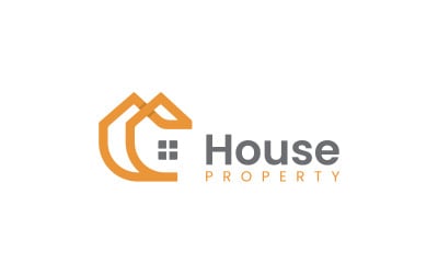 Hus fastigheter linje logotyp formgivningsmall