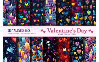 Seamless patterns for Valentine's Day. Digital paper.