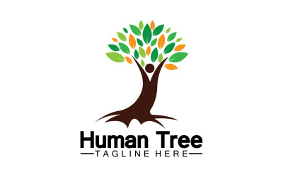 Conceito de árvore humana amor salvar logotipo verde versão 5