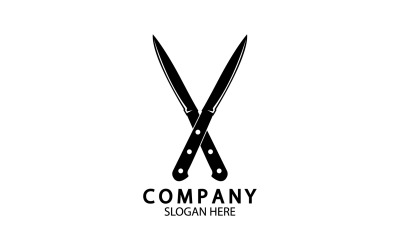 Plantilla de símbolo de cuchillo de cocina logo vector versión 14