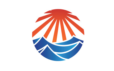 Modèle de logo océan soleil et vague version 19