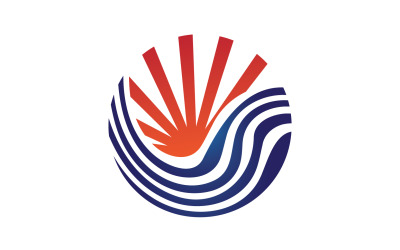 Modello logo sole e onde dell&amp;#39;oceano versione 15