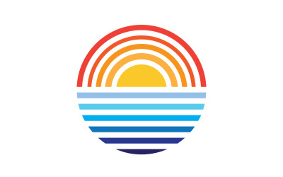 Modello logo sole e onde dell&amp;#39;oceano versione 8