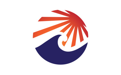 Modello logo sole e onde dell&amp;#39;oceano versione 9